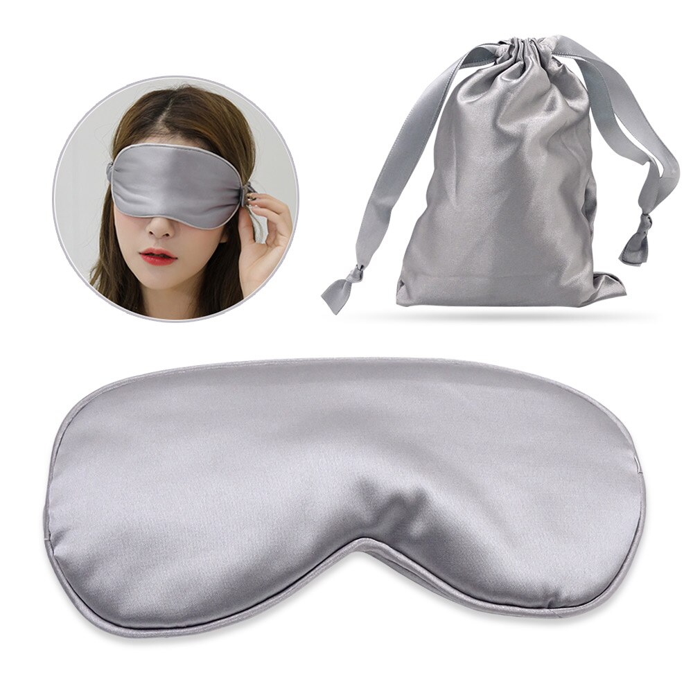 1 sæt øjenbetræk silke søvn øjenmaske sove polstret skygge patch øjenmaske bind for øjnene kvinder mænd rejser slappe af hvile: Grå