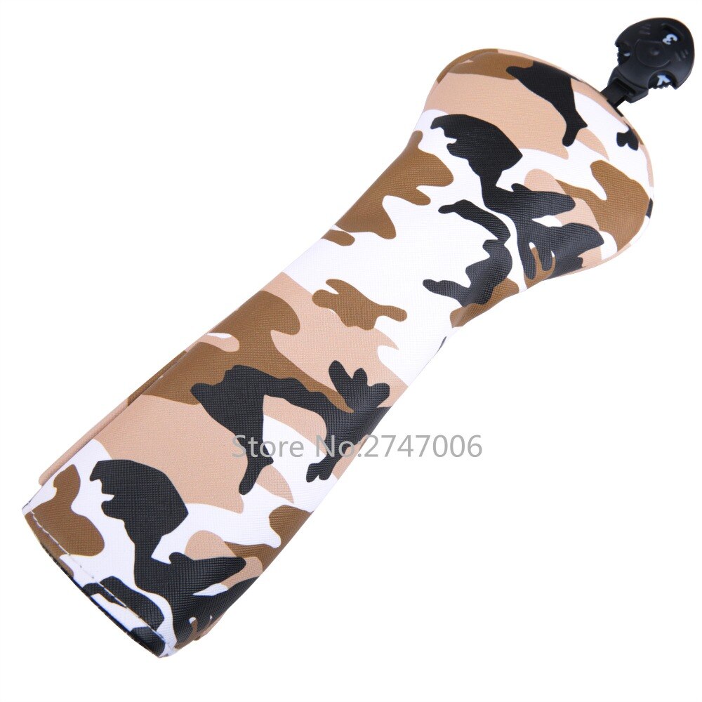 Camouflage Golf Head Covers For Driver Fairways #3 #5 Hybrids Waterproof Pu Leather Golf Clubs Wood Cover Set