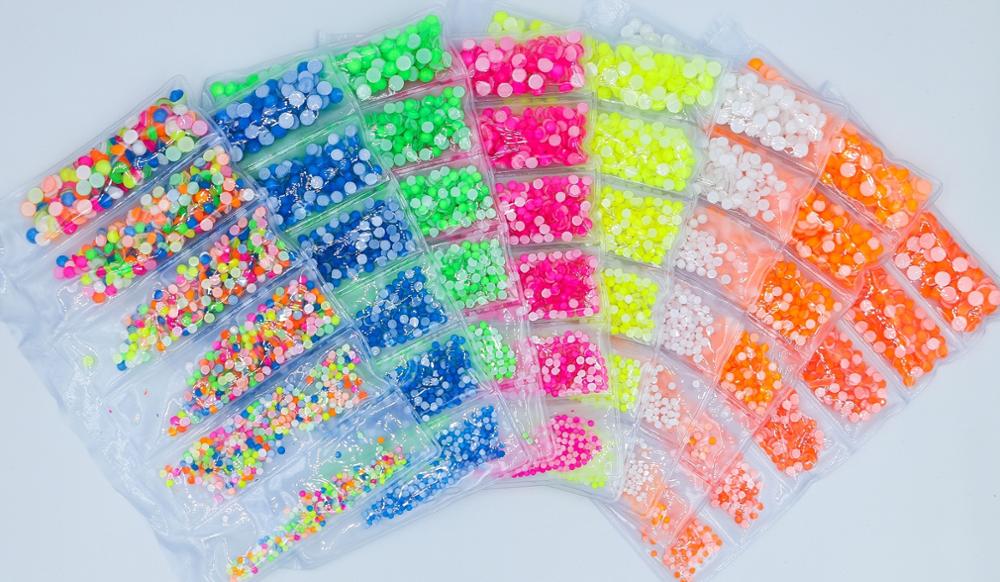 Mezcla luminosa fluorescente SS6-SS20, diamantes de imitación de neón sin fijación por calor, decoraciones eléctricas noctilucentes para decoración de uñas