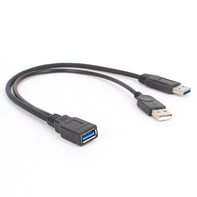 30CM USB 3.0 Cable Dual Power Charge Cables Y Adapter Male to Female Cord Cable