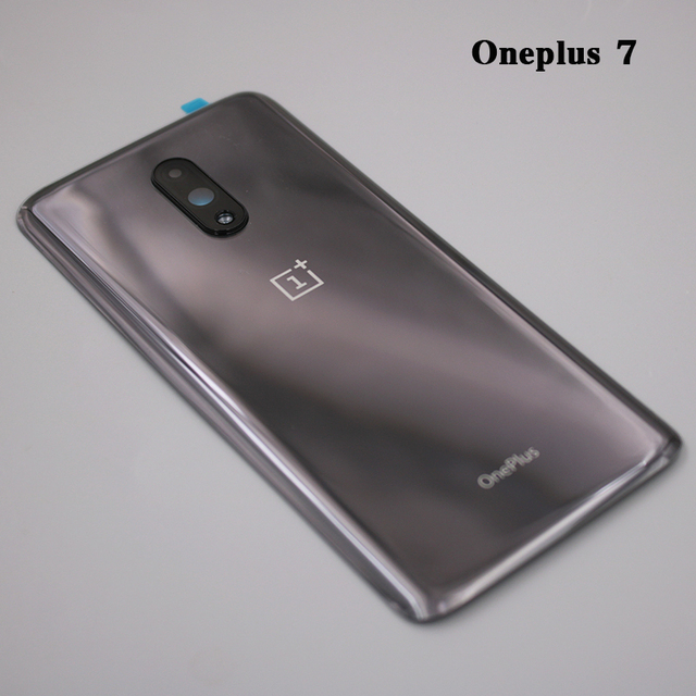 Original Oneplus 1 + 1 + 7 T 7 T carcasa trasera de vidrio de la puerta trasera Reparación de reemplazo de teléfono caso 7 7 T Pro con lente de la cámara: 7 Grey