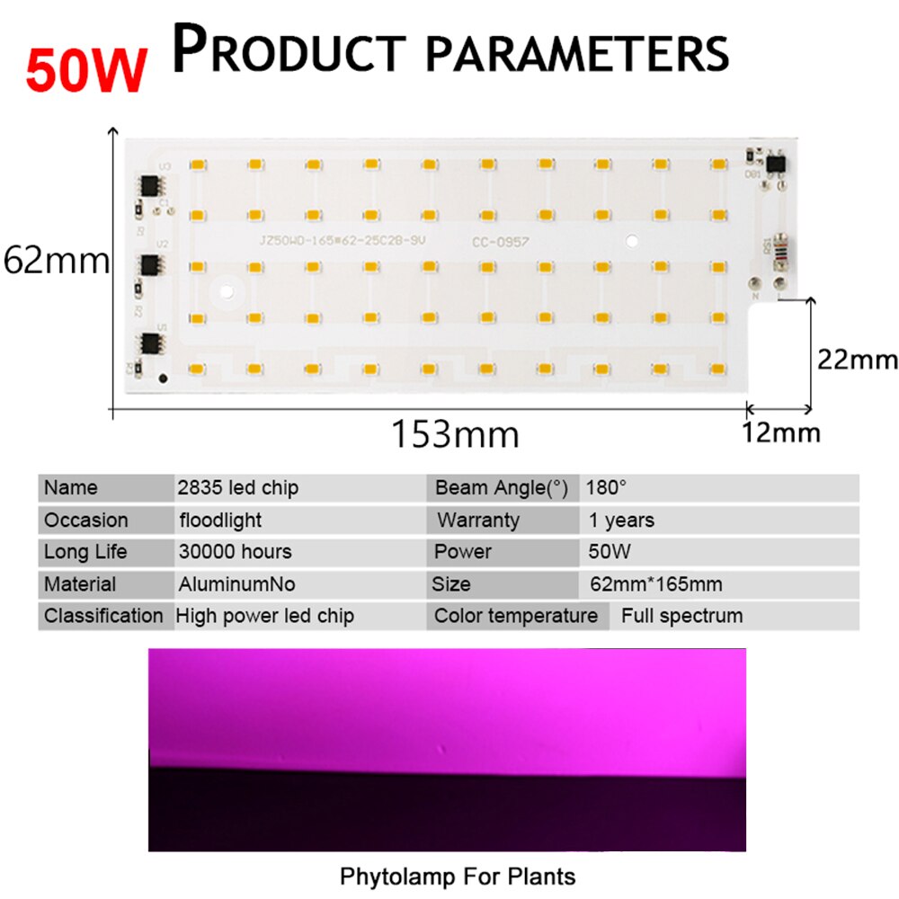 Phytolamp Voor Plant Led Grow Light Volledige Spectrum Chip 50W 220V SMD2835 Indoor Full Range Homw Zaaien Phyto lamp Voor Bloem