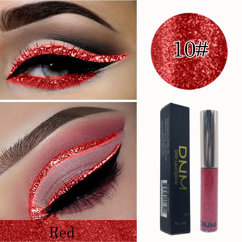 16 farben Bunte Glänzende perlig Pailletten Flüssigkeit Eyeliner-Wasserdichte dauerhaft Strobe Diamant Eyeliner Schönheit machen-hoch TSLM1: 10