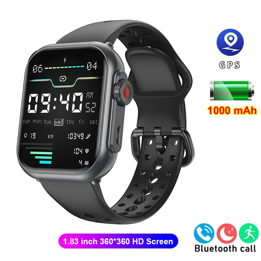 Wytrzymały inteligentny zegarek 1000mAh połączenia Bluetooth mężczyźni kobiety Smartwatch bransoletka zdatność sportowy niestandardowy zegarek twarz 2025 nowość dla Xiaomi: czarny