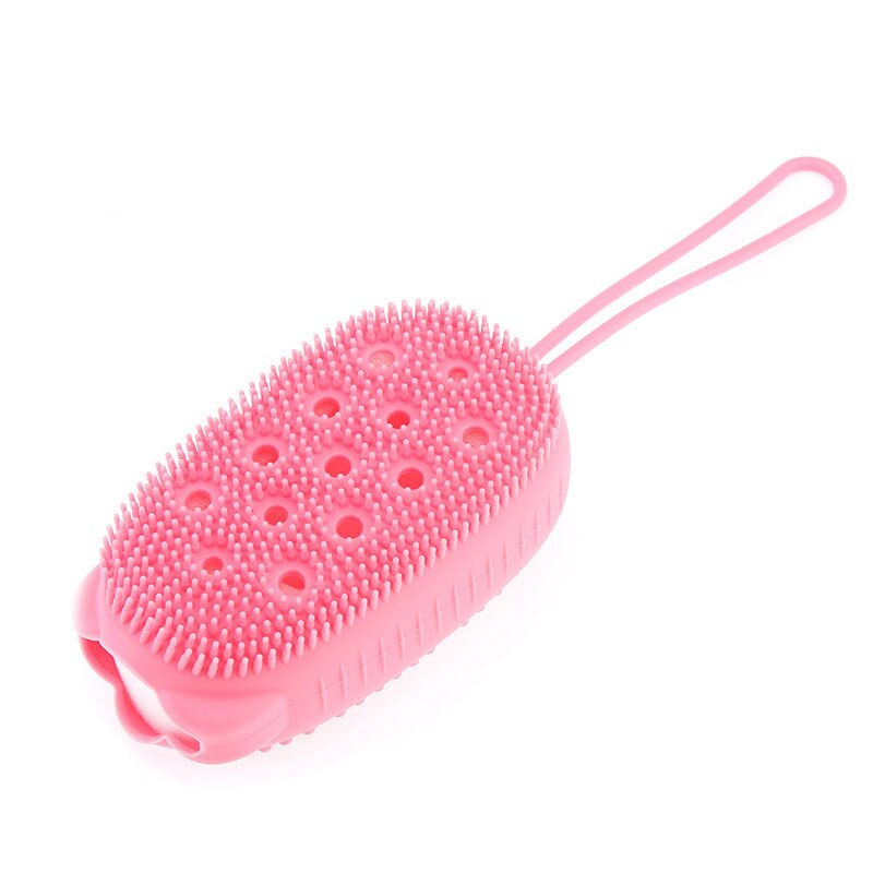 Cepillo de baño de burbujas de silicona, , doble cara, masaje, cuero cabelludo, cepillo para masajes de baño, limpieza de la piel, cepillos para ducha,: Rosa