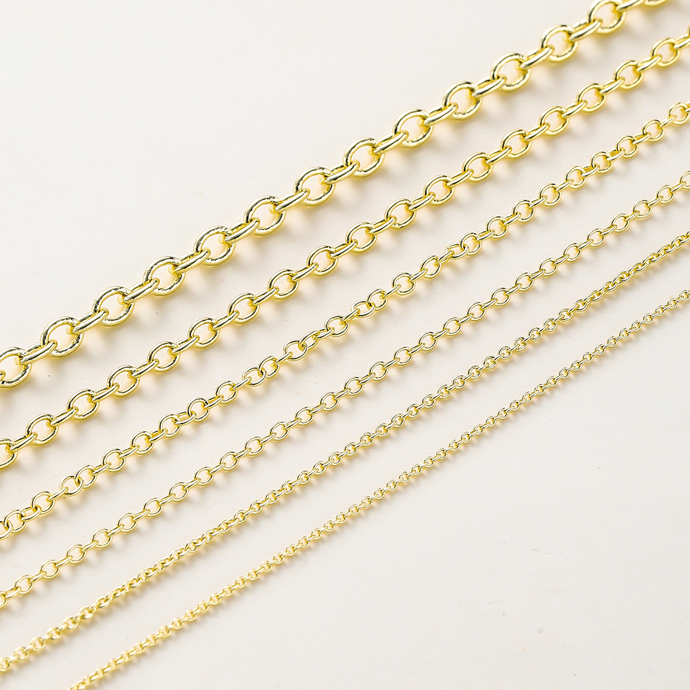 1 metro/lote 14K 18K chapado en oro latón Metal cadena de eslabones redondos DIY joyería hacer cadena para accesorios de joyería de costura