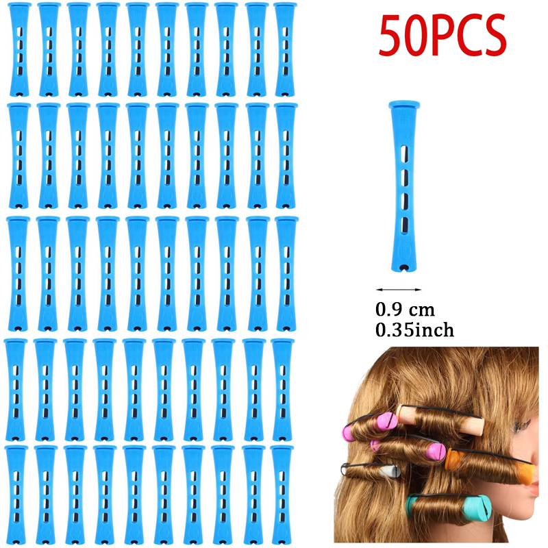 50 pçs 5 tamanhos rolos de cabelo perm hastes conjunto rolos onda fria hastes para mulheres longo cabelo curto diy ferramentas estilo cabeleireiro: Verde