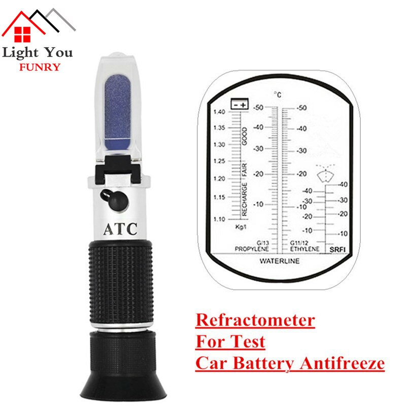 Hand Held Engine Fluid Glycol Point Refractometer With ATC Tester Tool Car Battery Antifreeze Freezing