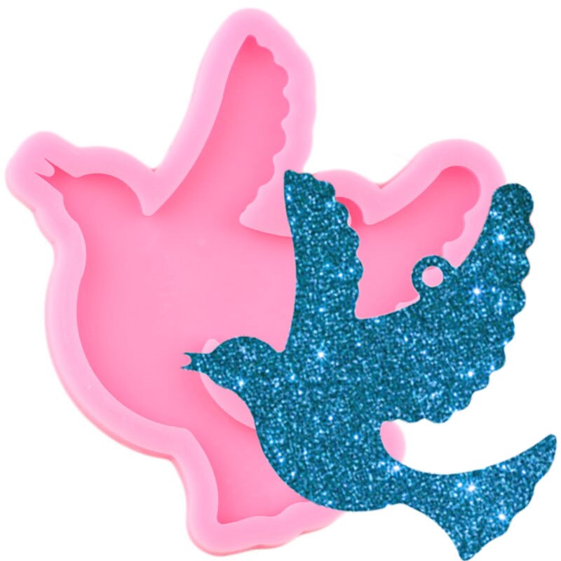 WEVENI Acryl Cartoon Blauwe Duif Vogel Sleutelhangers Sleutelhangers Sieraden Voor Vrouwen Charms, Blauw, 44mm x 53mm