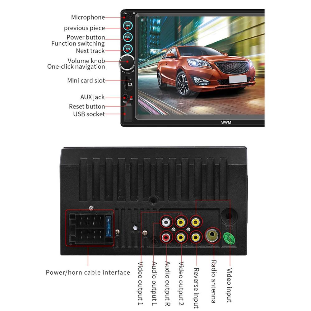 Radio autoradio 2 Din 7 "MP5 lecteur | Multimédia 2din, lien Audio miroir, commande de direction, autoradio