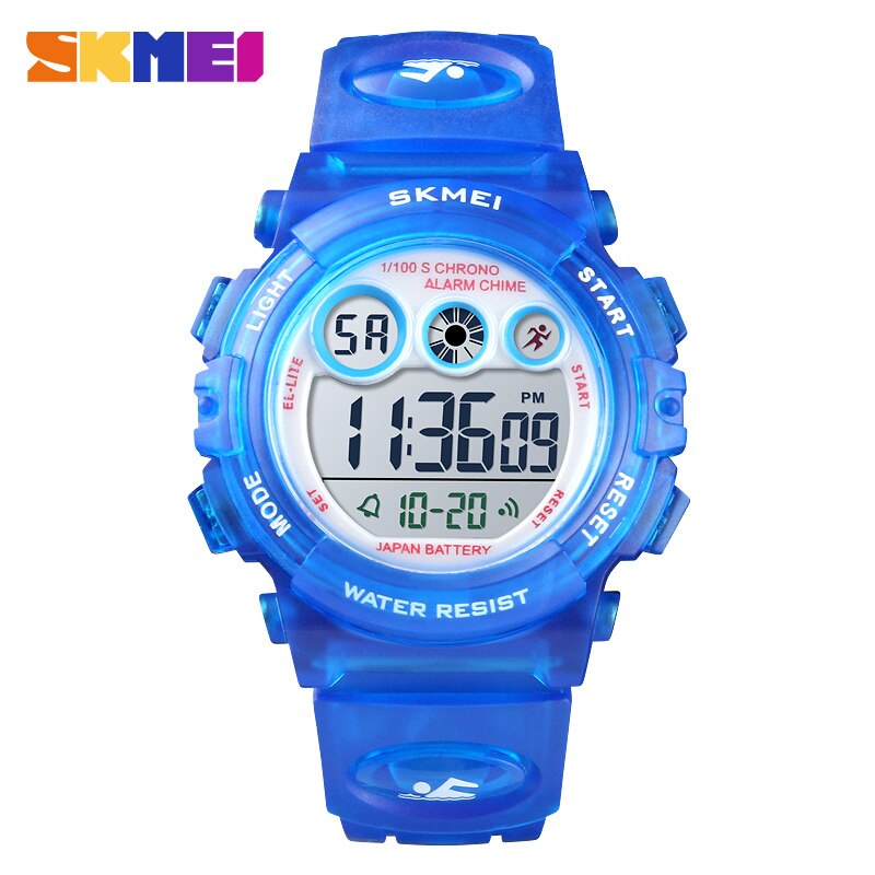 SKMEI Sport Kinderen Horloge Stopwatch Chronograaf Elektronische Horloges Kids Horloge Luxe Waterdicht Wekker: blue