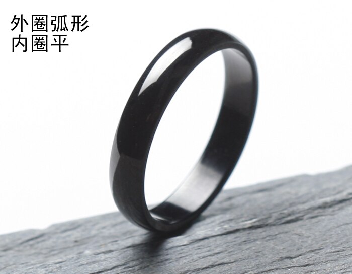 Wide from yiwu 4mm Pure black rings 316L Stainless Steel finger ring for women jewelry