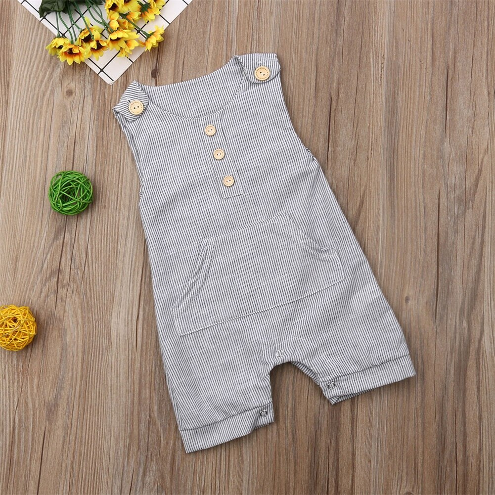 Newborn Baby Boy Cotton linen Romper Jumpsuit Sleeveless Clothes Set