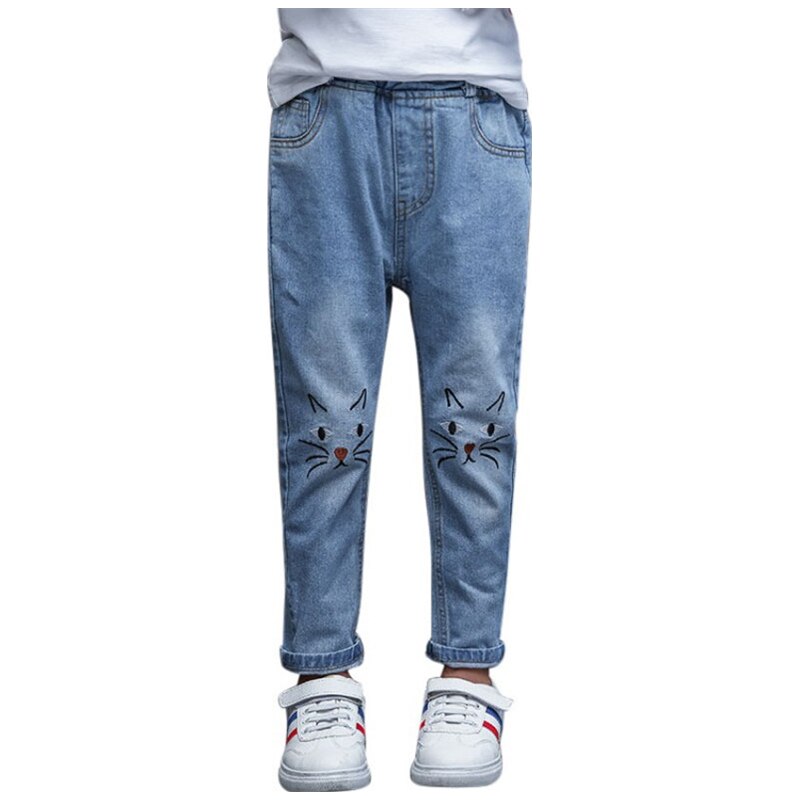 Mode Meisjes Jeans Baby Meisje Lente Cartoon Kleren Herfst Denim Broek Tieners Lange Broek Broek Kids 3 Te 14 Jaar