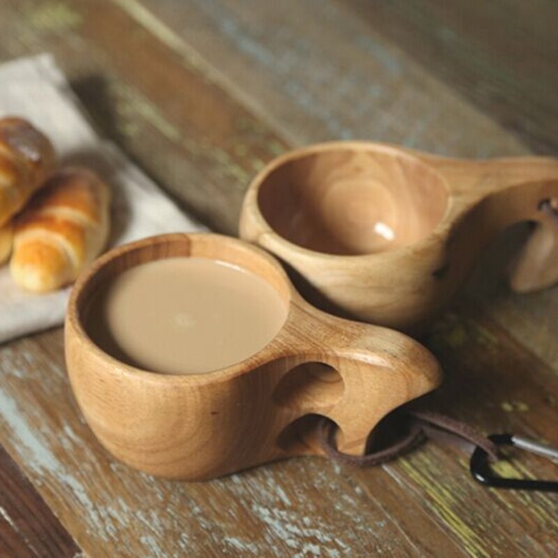 Cup Not Lacquered Timber Coffee-Cup Water Noggin-cup Portable Aleyard Solid Wood Single Double Hole Simple Wooden Mugs