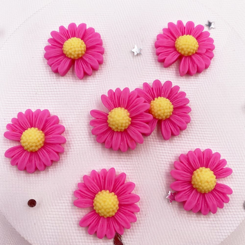 20 piezas de resina con huecos, margaritas y flores planas, cabujón de piedra en miniatura, bricolaje, álbum de recortes, artesanía, accesorios de decoración del hogar OH44: CRIMSON