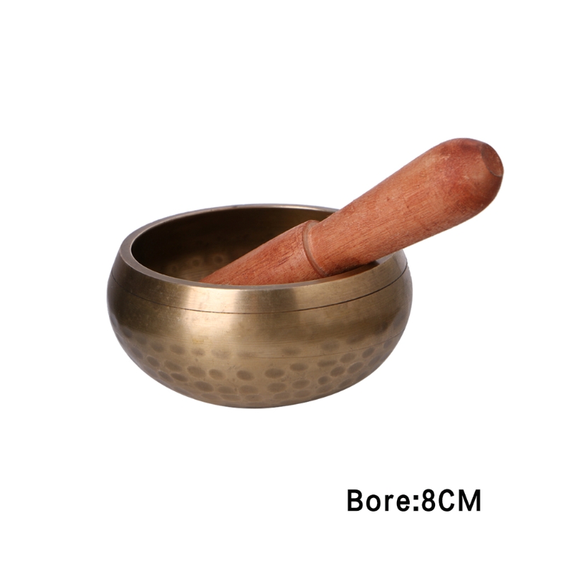 Bol Chantant De L'Himalaya Martelé Main - Doré - 21,5 Cm Avec Maillet Et Coussin - Méditation, Yoga, Soin Par Le Son