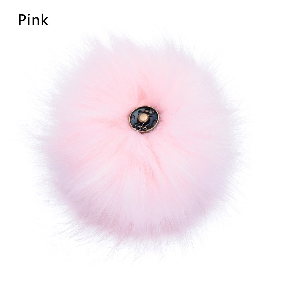1pc boules de poils en fausse fourrure de renard douces et colorées, bouton-pression, boucle, bonnet tricoté, pompon, sacs à vêtements, accessoires de couture, outils: Rose
