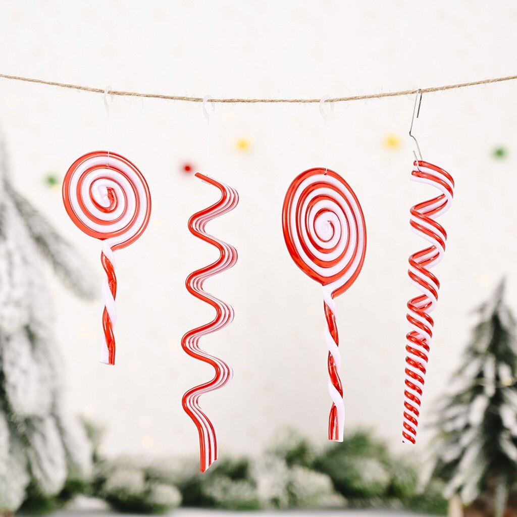 Christmas Decorations Red And White Candy Pendant Lollipop Pendant Christmas Tree Decor Hanging Ornament For Year