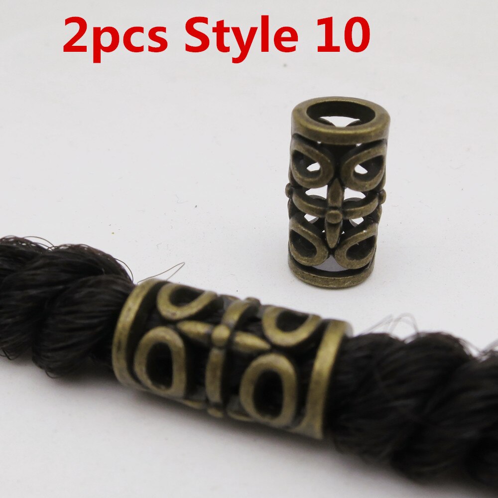 2 stk forskjellige 10 stiler viking hår flette Grue seg skjegg dreadlock perler ringetone rør til hårtilbehør: 2 stk stil 10
