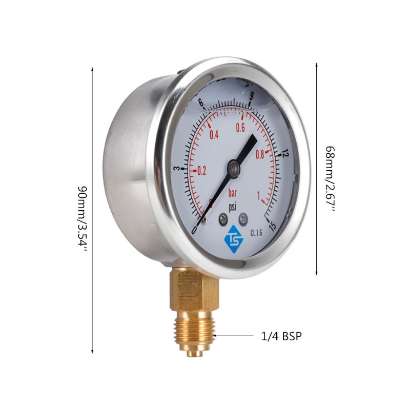 Glycerin-gefülltes Manometer 63 Mm – 0-60 Bar, Radialer Anschluss 1/4″ – Für Hydraulik & Pneumatik – Vibrationsgedämpft