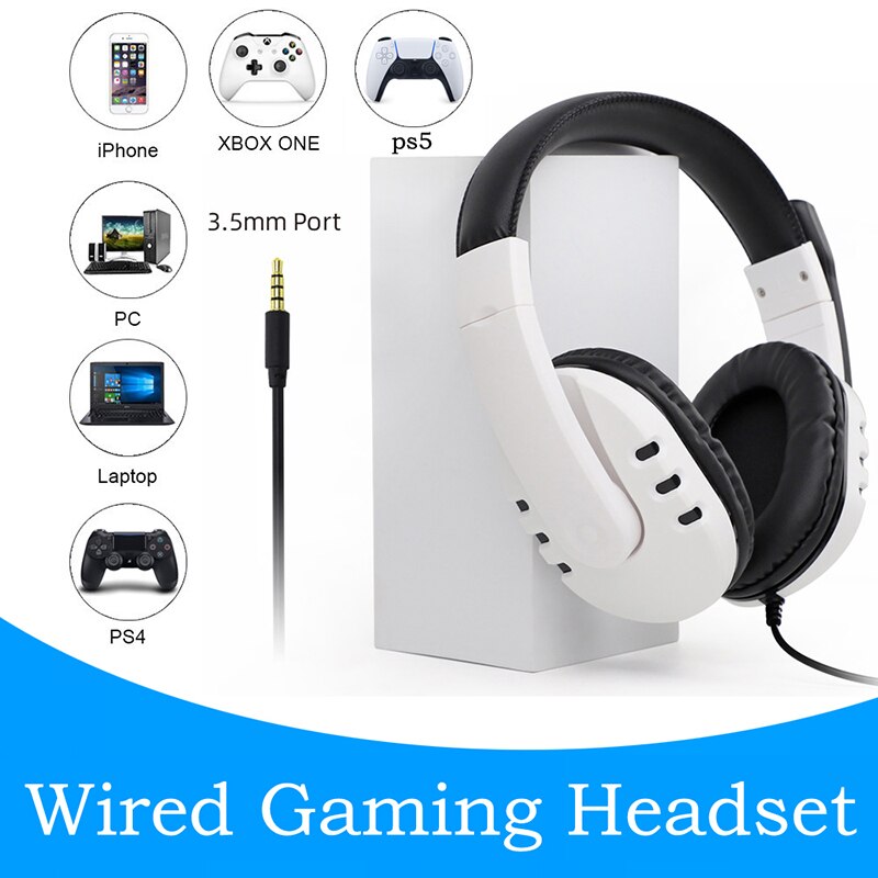 Wired Gaming Headsets With Microphoe 3.5mm Head-mounted Surround Sound Stereo Headphone For PS4 NS-Switch PC Laptop Computer