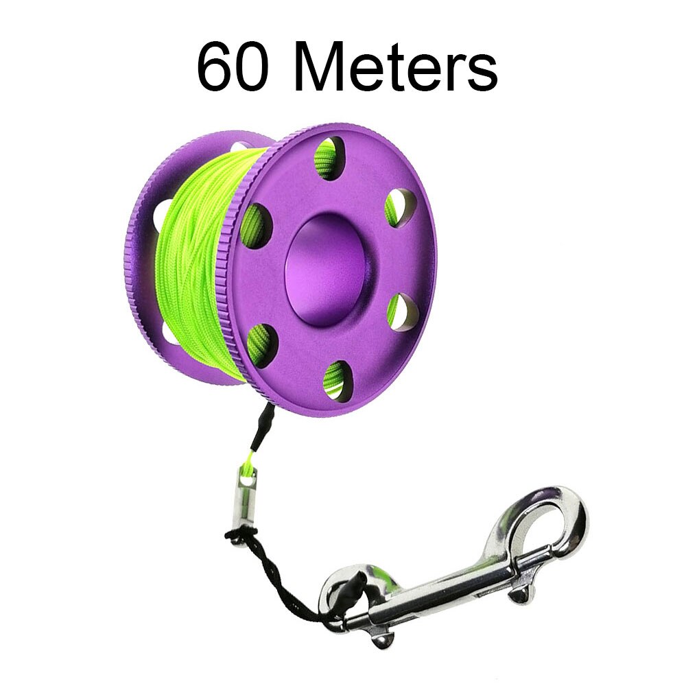 30-60 Meter Scuba Diving Spool Finger Reel Wreck Cave Anti-Missing Marker Line Diver Safety Equipment with Sinking Line: Purple 60 Meters