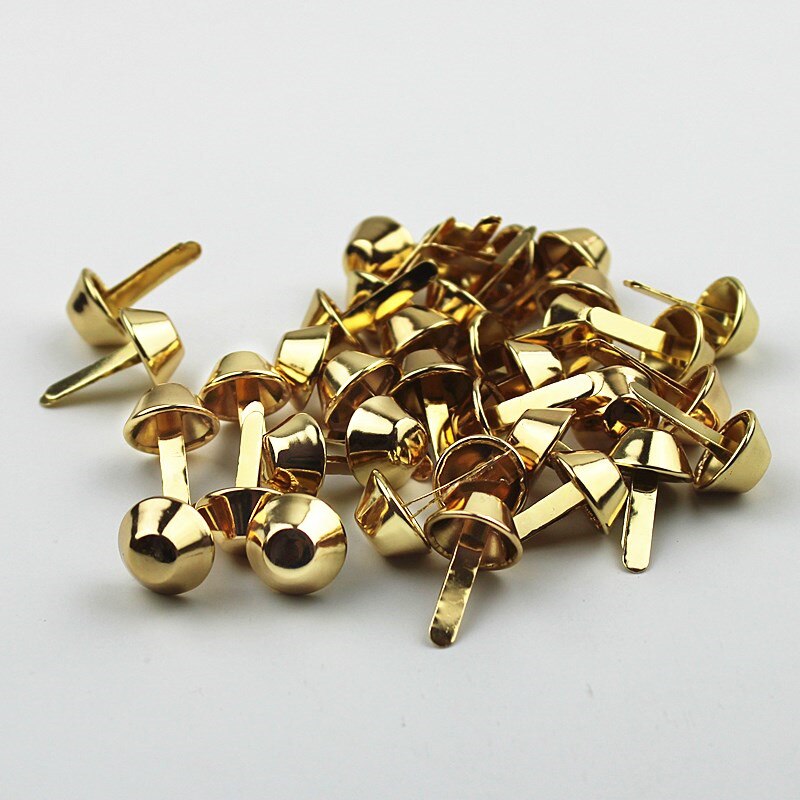 XUNZHE 100pcs 12mm Metalen Ambachtelijke Purse Voeten Bevestigd Bolt Pierced voor Lederen Portemonnee Handtas Mode Klinknagels Zak DIY floor Schroef: Gold