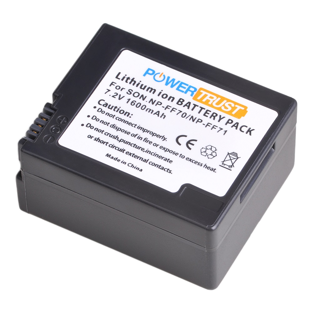PowerTrust Rechargeable Battery Pack for Sony NP FF71, NP FF70, NP-FF71S Replacement INFOLITHIUM F Series Battery