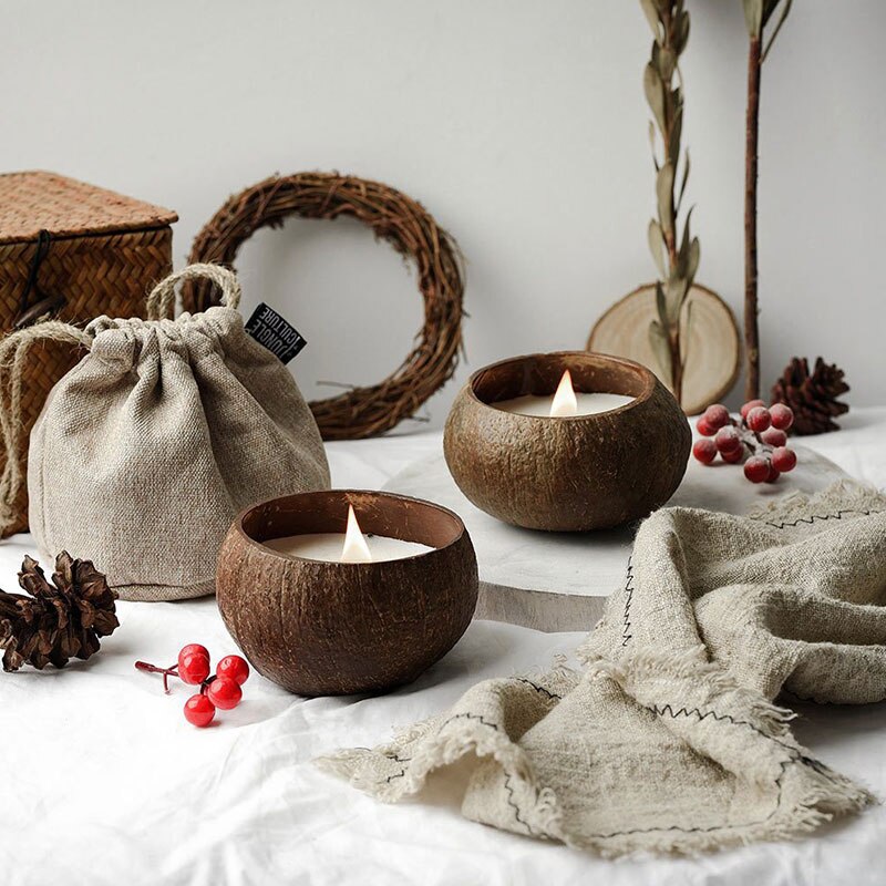 Recipiente vacío con forma de concha de coco, recipiente para hacer velas perfumadas, DIY, accesorios de taza de vela de cera de soja