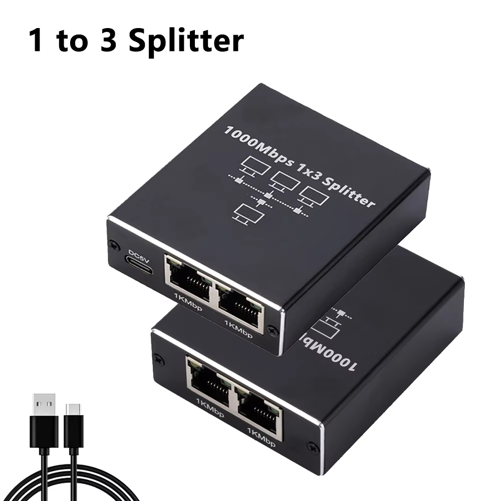 Gigabit Ethernet Splitter 1 to 2/3/4 1000Mbps RJ45 LAN Internet Splitter for Computer/Hub/Switch/Router/Set-Top Box/Digital TV: Red