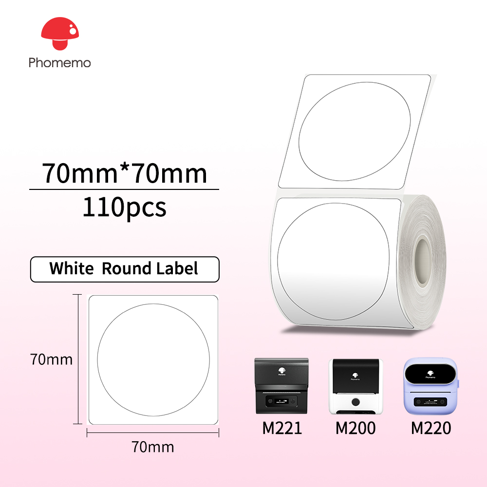 Phomemo M110 Etichette Termiche Carta Adesiva Carta Rotonda Trasparente 1.57 "x 1.57" Etichette Termiche Adesive Carta Stampante per M200 M221: Marrone