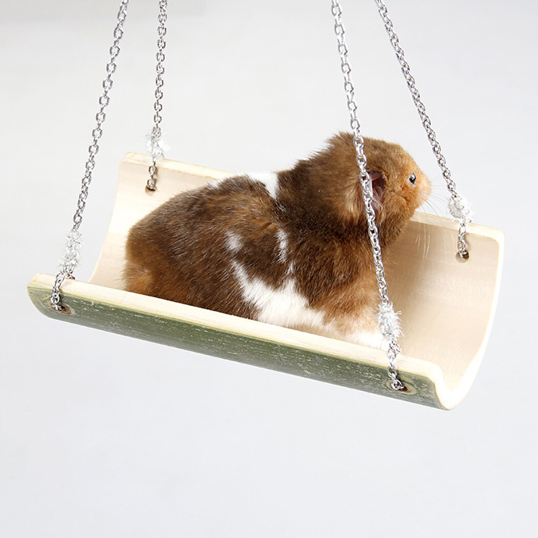 Cute Parrot Hamster Swing Hanging Gadget Wooden Cage Hamster Toy Chinchilla Amuse Mouse Pet Accessories Supplies