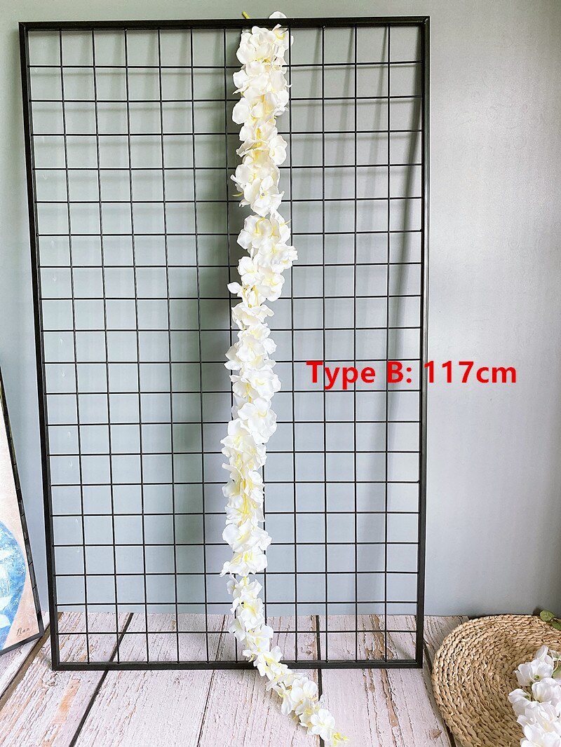 120cm długi sztuczny Wisteria kwiat winorośli jedwabiu hortensja rattan DIY ślub urodziny strona dekoracji ściany tło kwiaty: rodzaj B biały 117CM
