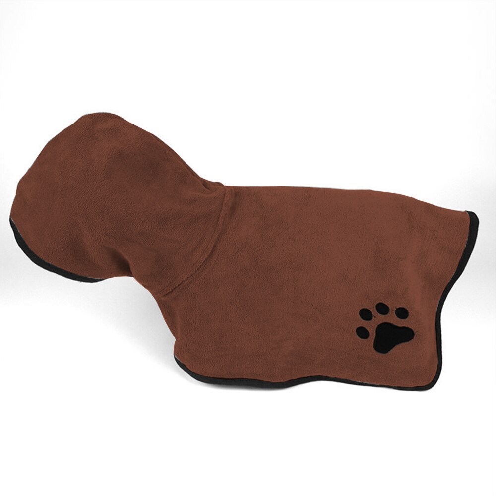 Footprints pet super absorbent dog cat bath towel: brown-S