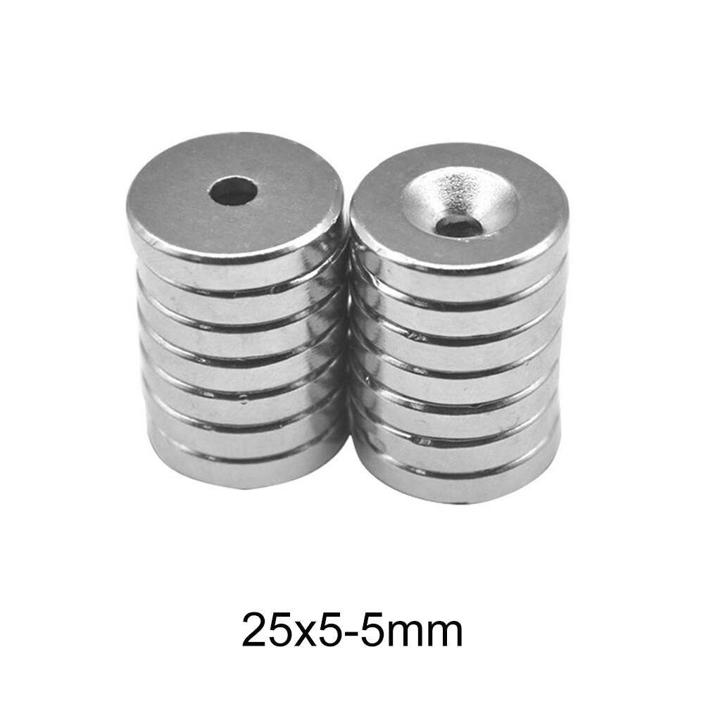 2 ~ 30 stk 25 x 5-5 mm permanente ndfeb stærke magneter 25*5 mm hul 5mm runde forsænket neodym magnetisk magnet 25 x 5-5mm 25*5-5