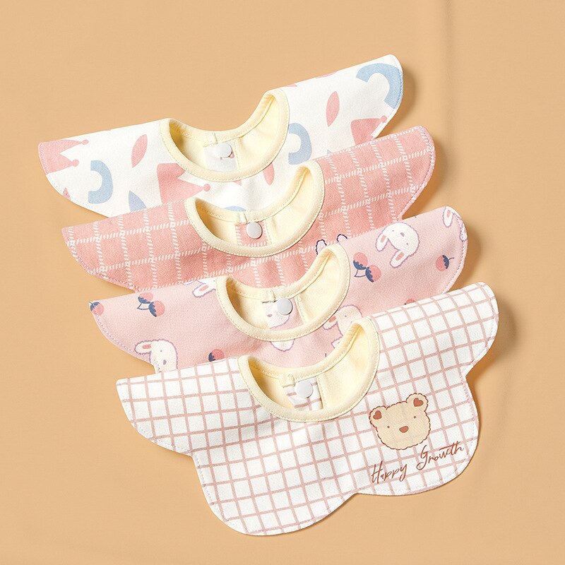 4 Stuks Cartoon Print Baby Slabbetjes Katoen Zacht Zuigeling Bandana Kwijlen Slabbetjes Waterdicht 360 Graden Rotatie Voeden Burp Doeken Baby goederen: 6