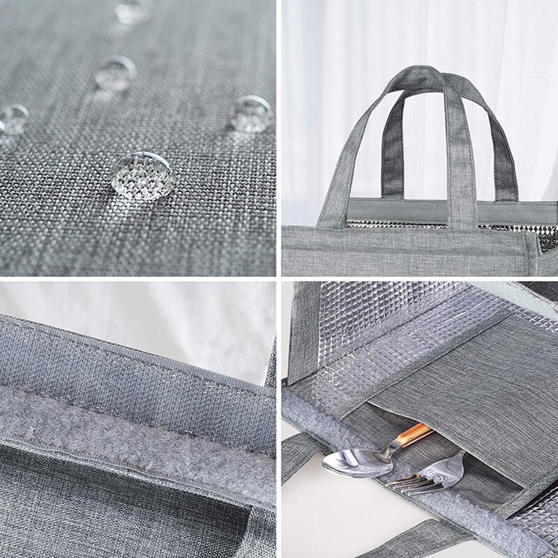 Lunchtas, geïsoleerde lunchtas, grote waterdichte lunchtas voor volwassenen, voor mannen of vrouwen (grijs)