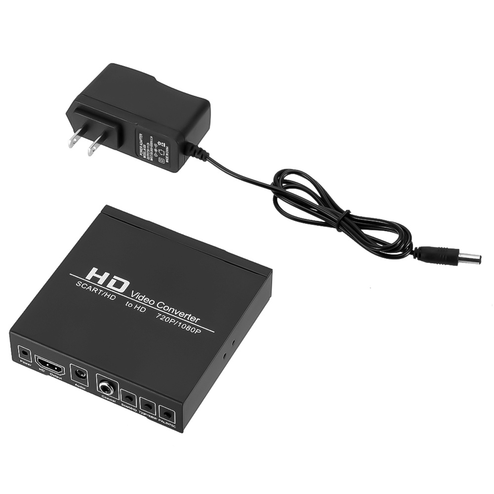 Convertidor Digital SCART HD a HD de 1080P, convertidor de vídeo de alta definición, adaptador de enchufe de alimentación UE/EE. UU. para HDTV HD