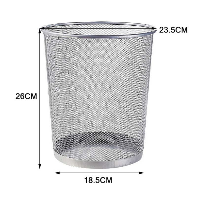 Circular Mesh Bin Waste Paper Basket Bin (Silver)