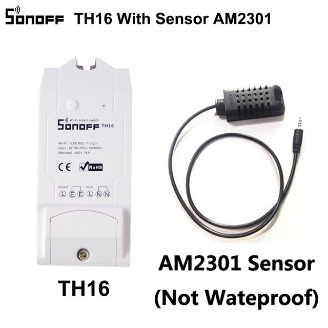 Sonoff TH16 Smart Switch Monitoring Temperatuur Vochtigheid Wifi Smart Switch Domotica Kit Werkt Met Alexa Google 16A 3500 W: Bundle3