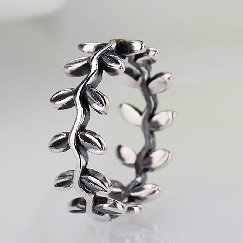 colección auténtica Laurel corona de Laurel hojas anillo de Chapado en plata boda anillos para mujer joyería