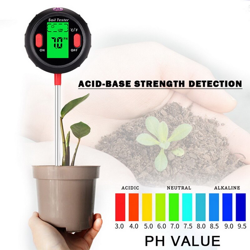 5 in 1 jord ph meter jord tester plante test sonde ph fugtighedsmåler temperatur solintensitet måling surhedsgrad alkali