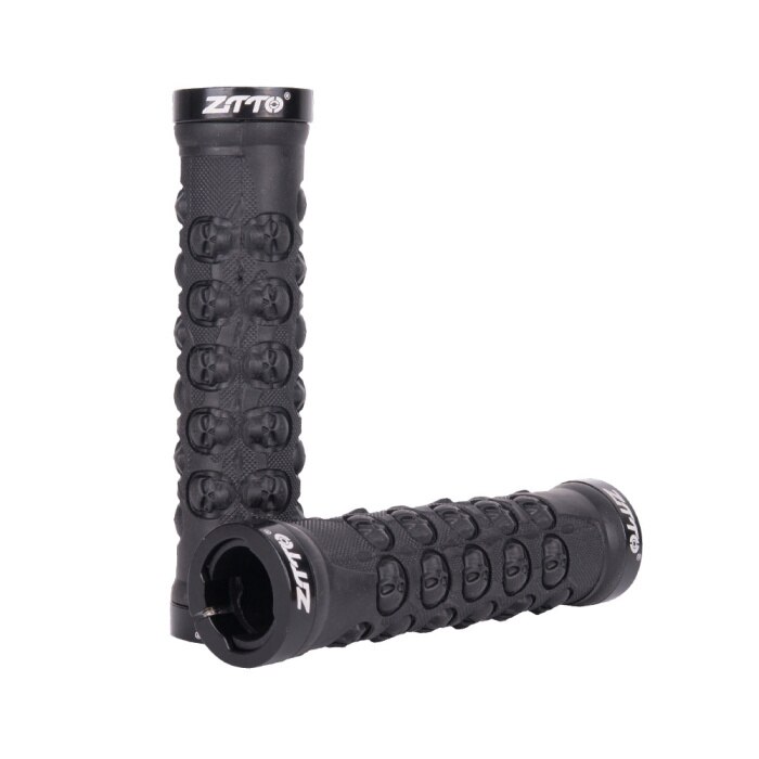 Rubber Bicycle Grips Double Side Lock-on Handlebar Grips Anti-skid Shock-absorbing Skull Gripsl MTB Fixed Gear Bike Grips