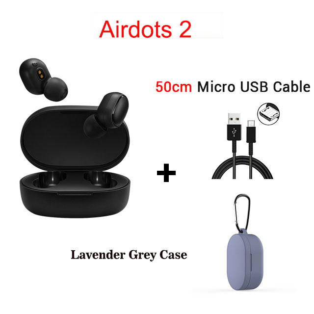 Xiaomi Redmi Airdots s Original Xiaomi Airdots 2 with Bluetooth 5.0 for Gaming Headset Wireless Earbuds with Mic Voice Control: A 2 blue case cable