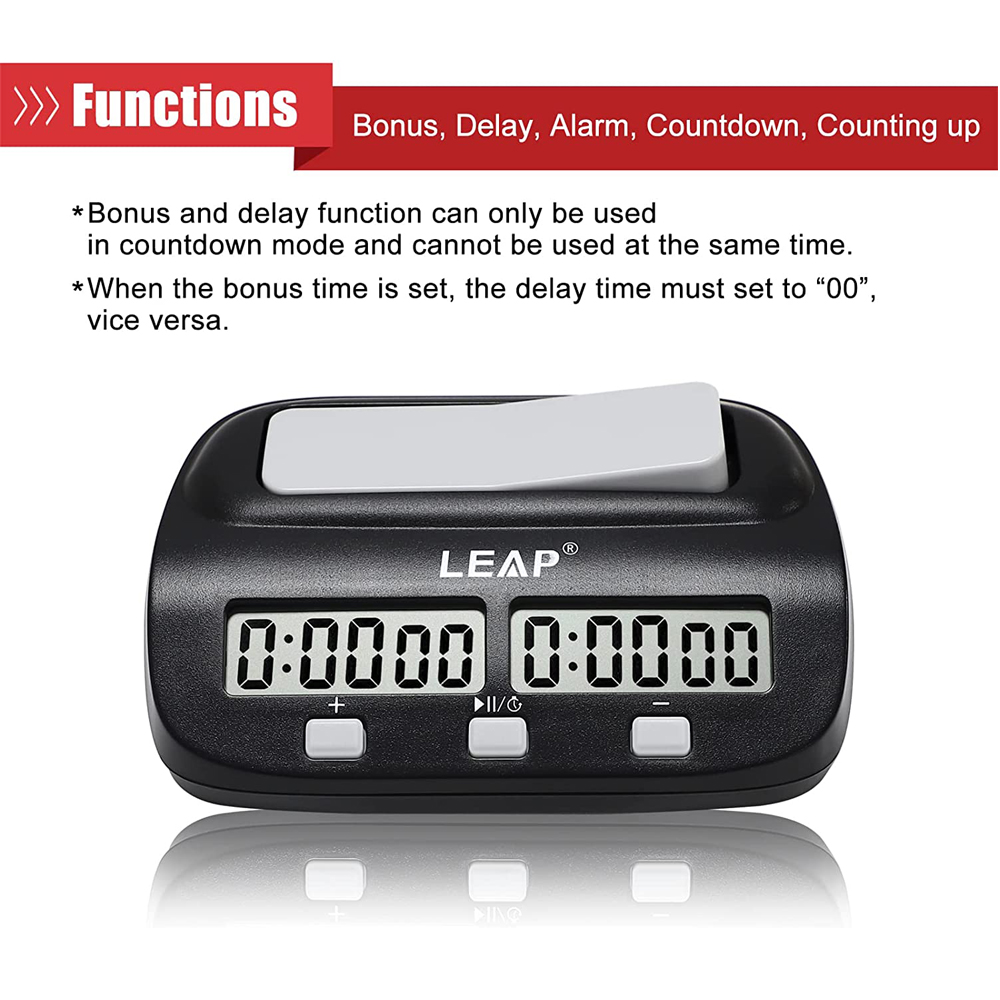 LEAP Chess Clock Digital Count Down Chess Timer Board Games Bonus Competition Master Tournament with Alarm Function