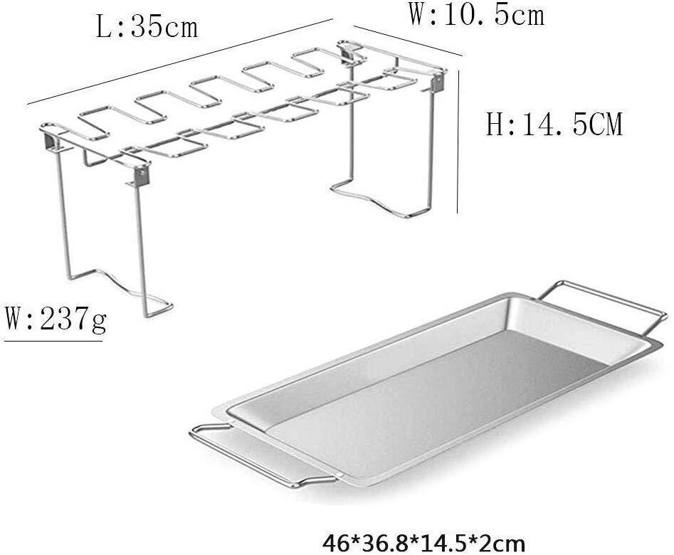Support de jambe de poulet antiadhésif en acier inoxydable, support de gril, bac d&#39;égouttage pour BBQ, nervure de BBQ en acier au carbone, directe