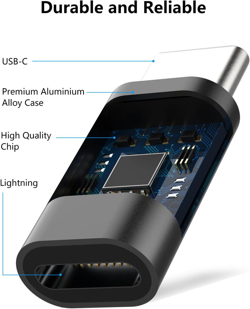 3 SZTUKI przejściówek Lightning żeński na USB C męski do iPhone'a 15 Pro Max Plus IPad typu C do 8-pinowego złącza ładowania i synchronizacji danych