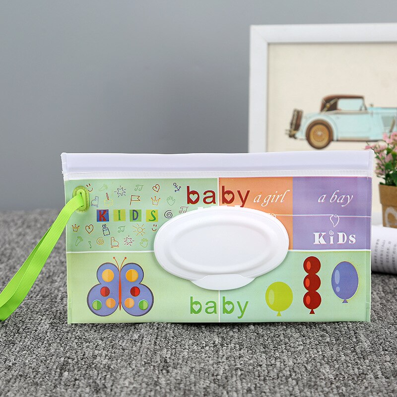 Återanvändbara eva våtservetter låda våtservetter låda rengöring baby våtservetter snap wipes behållare bärväska tryck mjukpapper väskor miljövänliga: C