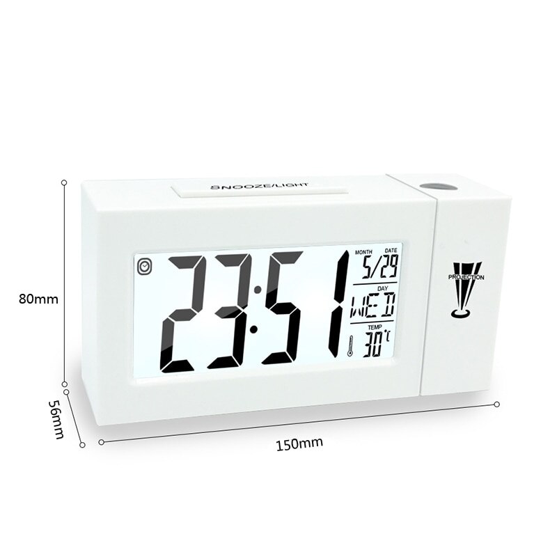 Digital projektion väckarklocka takklocka lcd-skärm snooze skrivbord bord klocka temperatur termometer heminredning tid projektor#